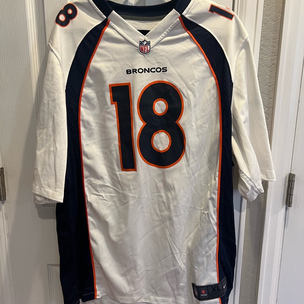 NFL White and Navy Jersey with Orange Trim